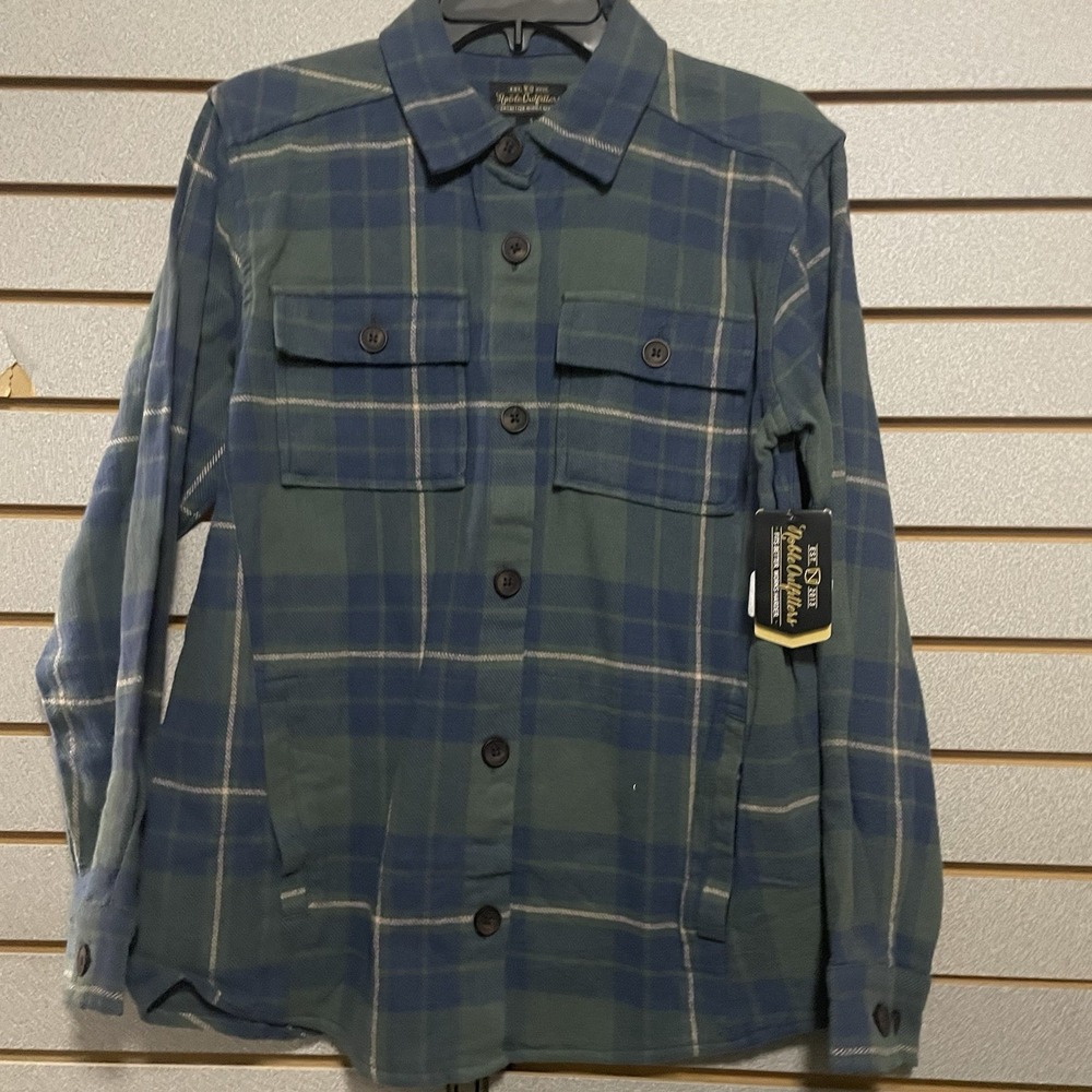 NWTS Nobel Outfitters Women's Shacket Jacket Small Flannel Plaid Pockets Green B